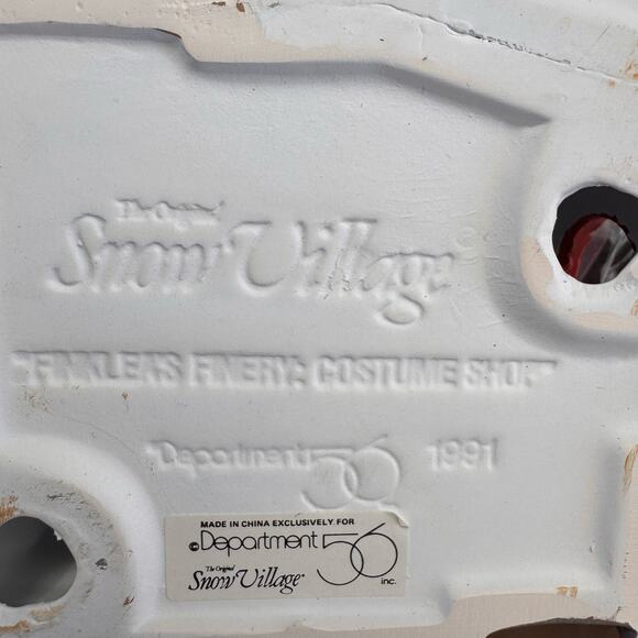 1991 Vintage Snow Village Department 56: “Finklea’s Finery:Costume Shop” - Picture 2 of 16